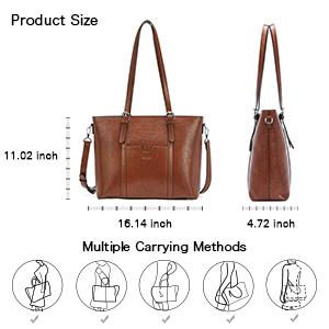 La messagère en cuir Bag des femmes de cru ordinateur portable Tote Bag de 15,6 pouces 2