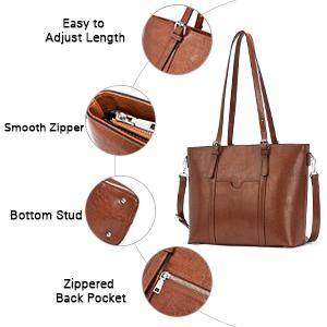 La messagère en cuir Bag des femmes de cru ordinateur portable Tote Bag de 15,6 pouces 3