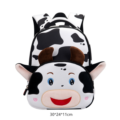 Les enfants imperméables de vache baladent les filles animales de jardin d'enfants de la bande dessinée 3D façonnent des cartables