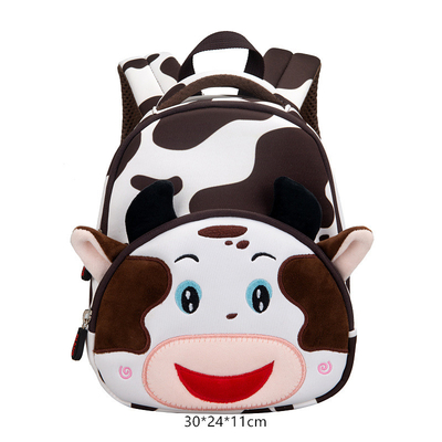 Les enfants imperméables de vache baladent les filles animales de jardin d'enfants de la bande dessinée 3D façonnent des cartables