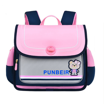 Capacité orthopédique horizontale de sacs à dos en cuir d'école d'ours de bande dessinée grande