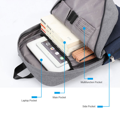 Sac à dos imperméable de remplissage à ordinateur portable de 15,6 pouces de sac à dos d'anti vol d'USB