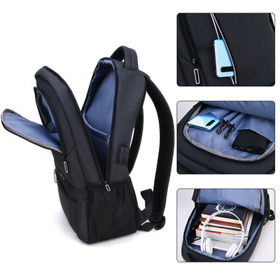 Sacs d'école en nylon imperméables de remplissage externes d'ordinateur portable d'hommes de sac à dos d'USB