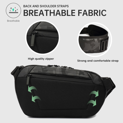 Croix imperméable de Fanny Pack Black Anti Theft de mode de coffre - sacs de bride d'Oxford de sac mortuaire