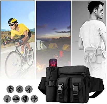Bum Bag Canvas Waist Pouch imperméable de service militaire avec la porte-bouteilles