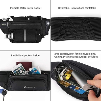 Ceinture imperméable de Bum Jogging Belt Bag Running de polyester avec la porte-bouteilles
