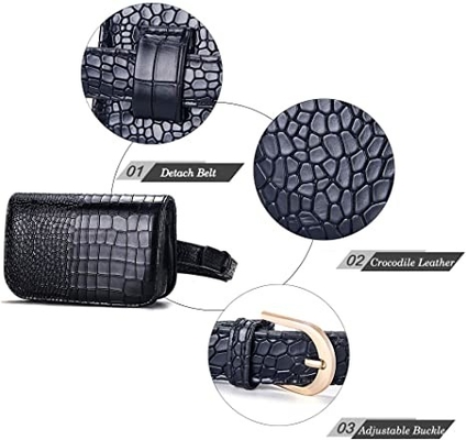 Petite croix de crocodile - corps Fanny Pack Pu Leather Purses avec des poches de téléphone portable
