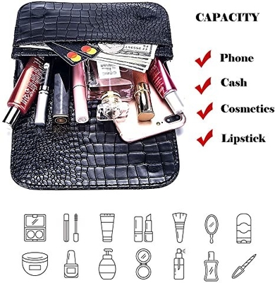 Petite croix de crocodile - corps Fanny Pack Pu Leather Purses avec des poches de téléphone portable