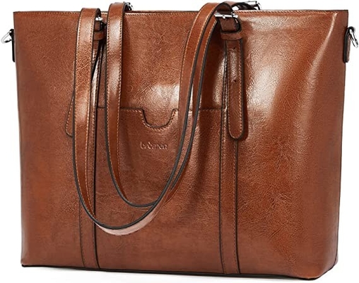 La messagère en cuir Bag des femmes de cru ordinateur portable Tote Bag de 15,6 pouces