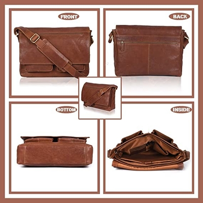 la messagère en cuir Bag Canvas Cowhide 400g des femmes de l'ordinateur portable 14inch