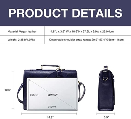 Arc détachable d'ordinateur portable du Vegan des femmes de sac d'épaule d'ordinateur de sac en cuir de Satchel